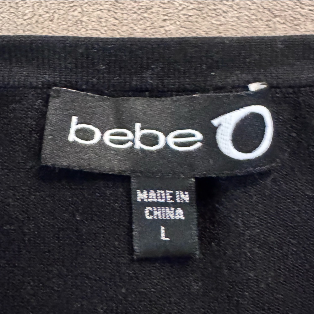 Bebe Black and White Cross Front Keyhole Top - Picture 6 of 6
